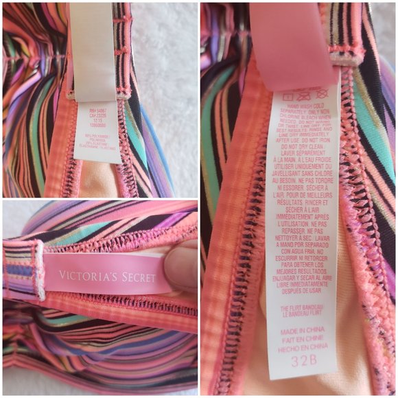 VICTORIA'S Secret Strapless Padded Stripe Bikini Swim Top SZ 32B - Picture 12 of 12